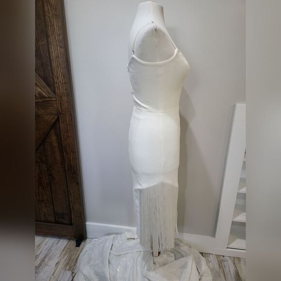 Dress The Population Rory Midi Dress Fringe NWT size Small White - Picture 4 of 6